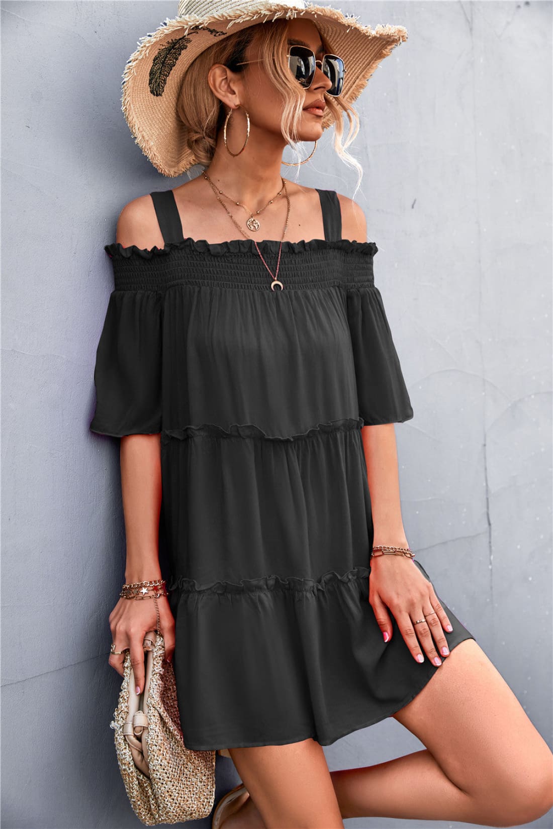 Off-Shoulder Ruffled Mini Dress - Limited Quantities