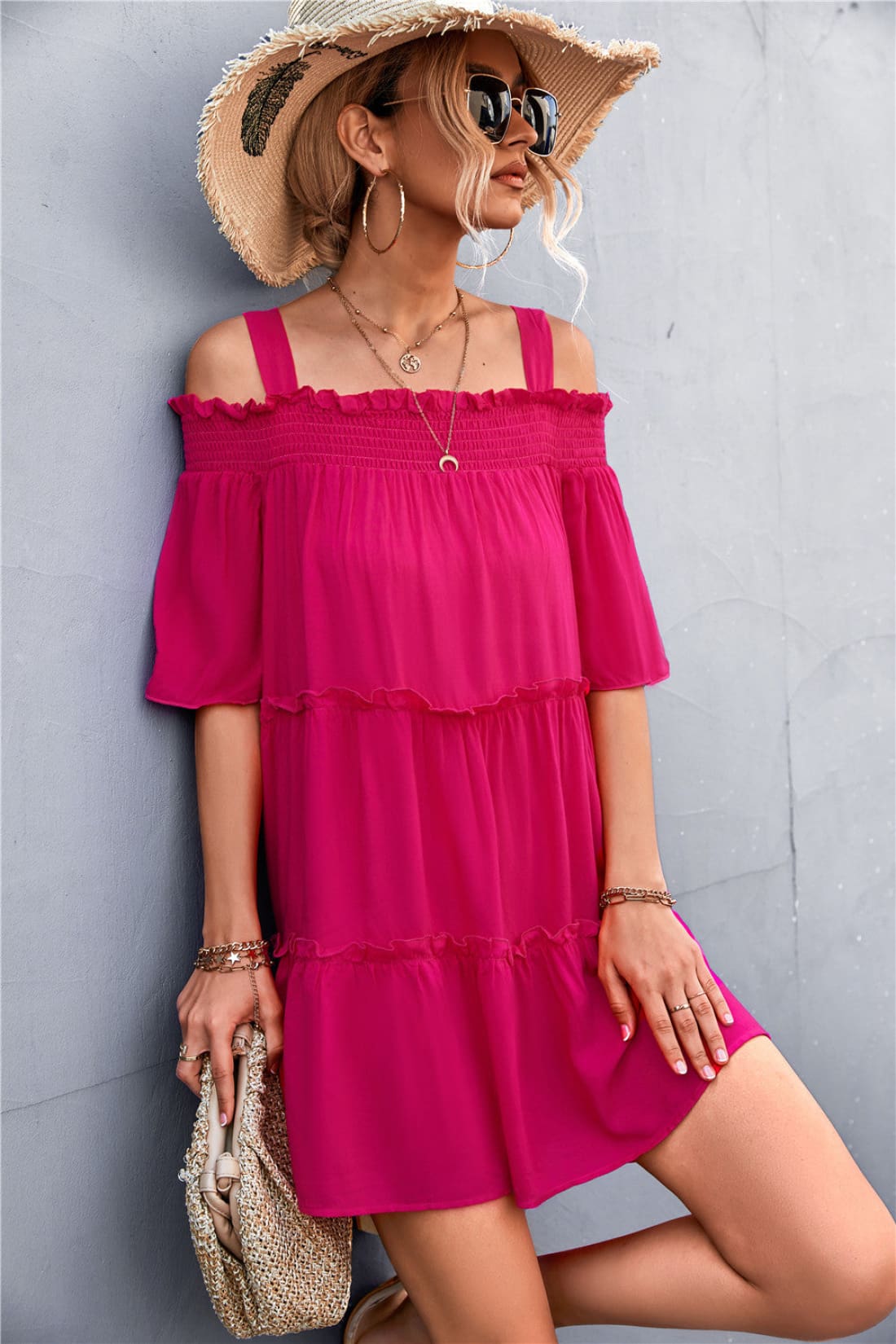 Off-Shoulder Ruffled Mini Dress - Limited Quantities