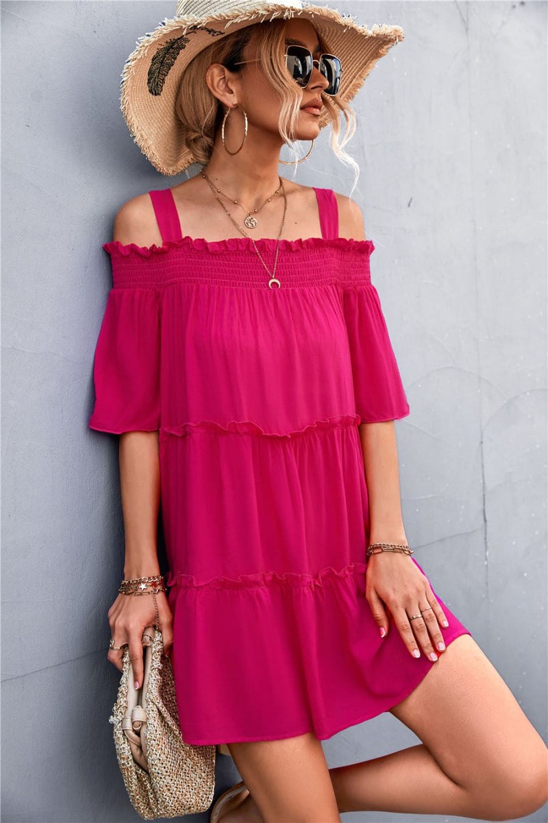 Off-Shoulder Ruffled Mini Dress - Limited Quantities