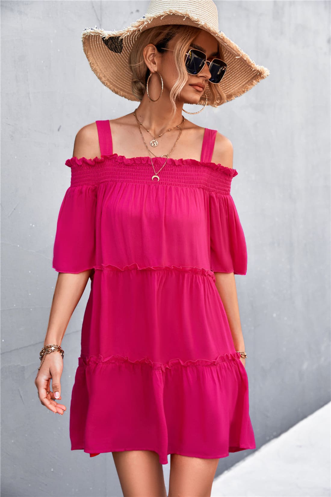 Off-Shoulder Ruffled Mini Dress - Limited Quantities