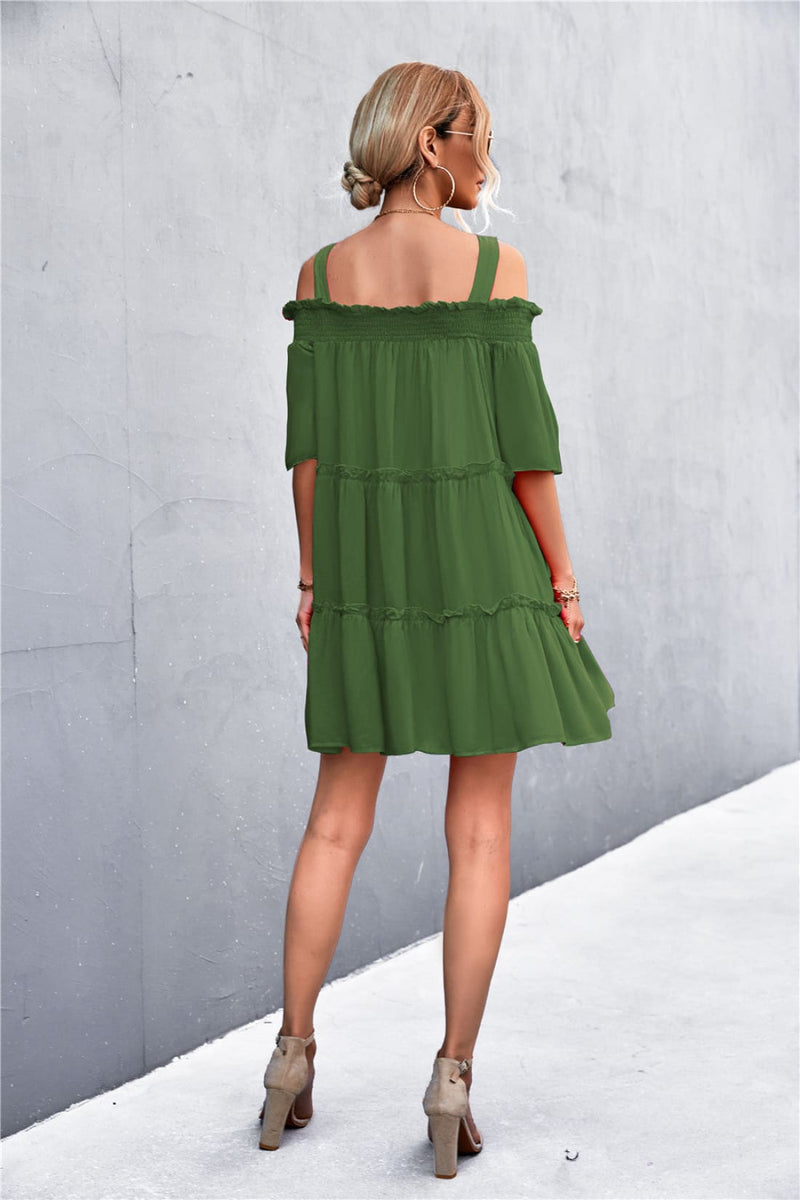 Off-Shoulder Ruffled Mini Dress - Limited Quantities
