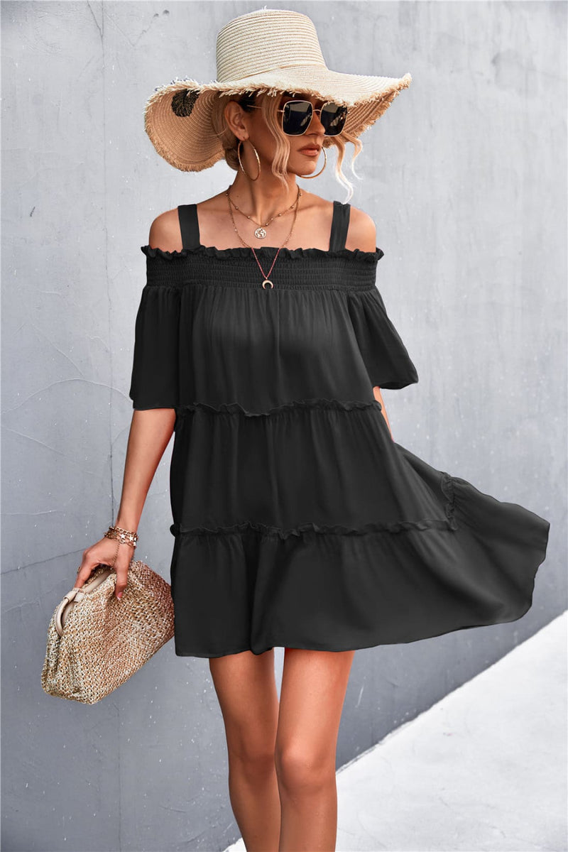 Off-Shoulder Ruffled Mini Dress - Limited Quantities