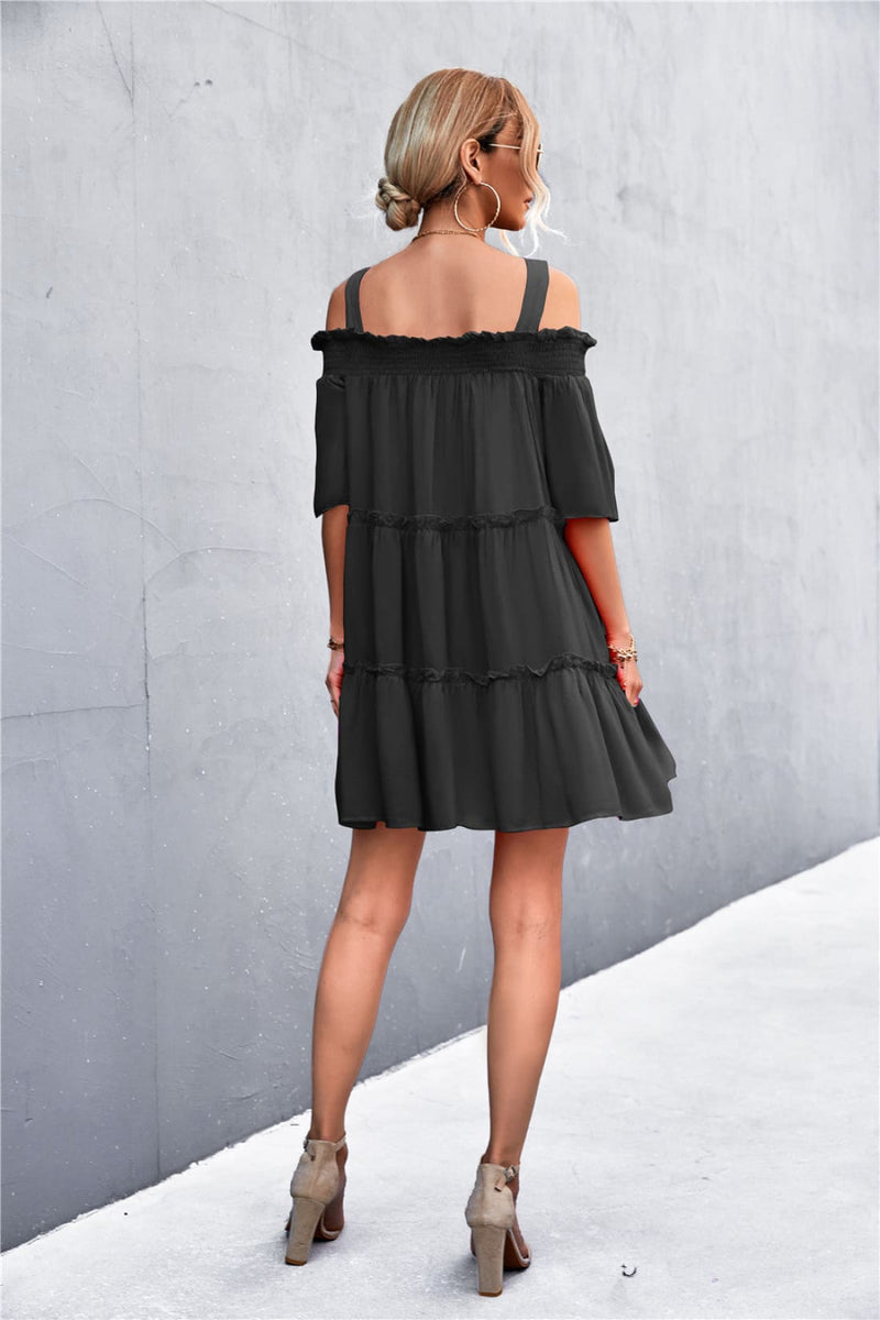 Off-Shoulder Ruffled Mini Dress - Limited Quantities