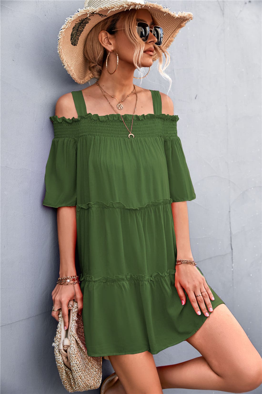 Off-Shoulder Ruffled Mini Dress - Limited Quantities