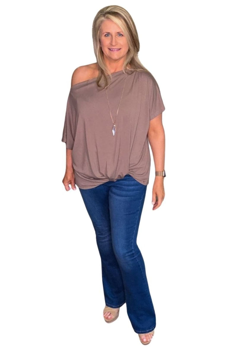 One Shoulder Knot Front Casual Loose Fitting Sexy Top | Tops & Tees