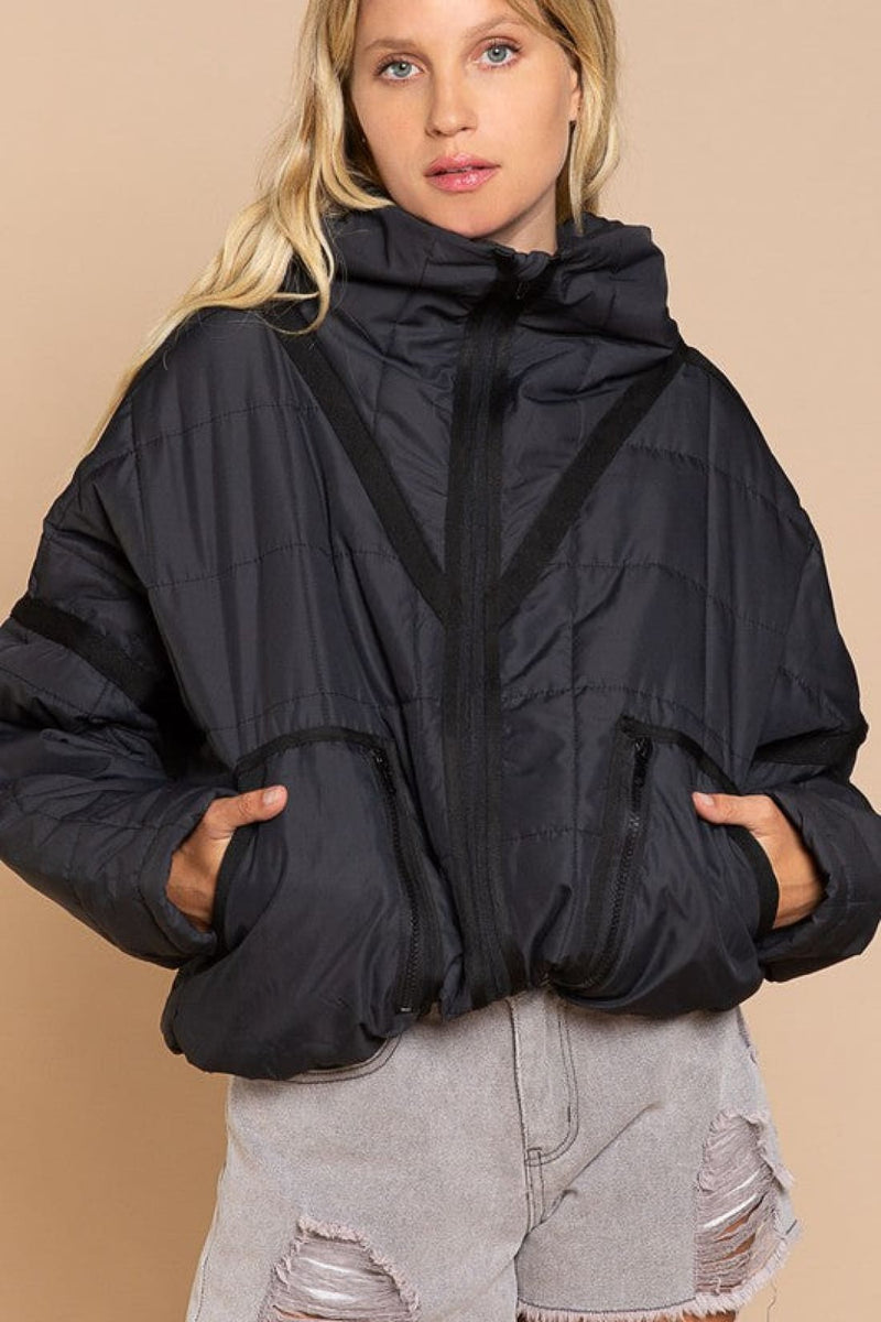 Quilted Puffer with Contrast Trim | Jackets & Coats
