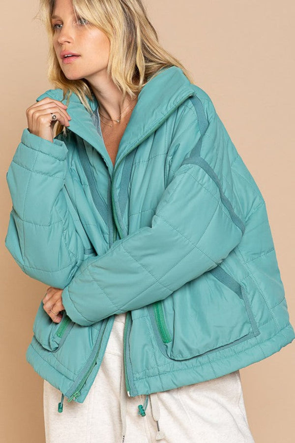 Quilted Puffer with Contrast Trim | Jackets & Coats