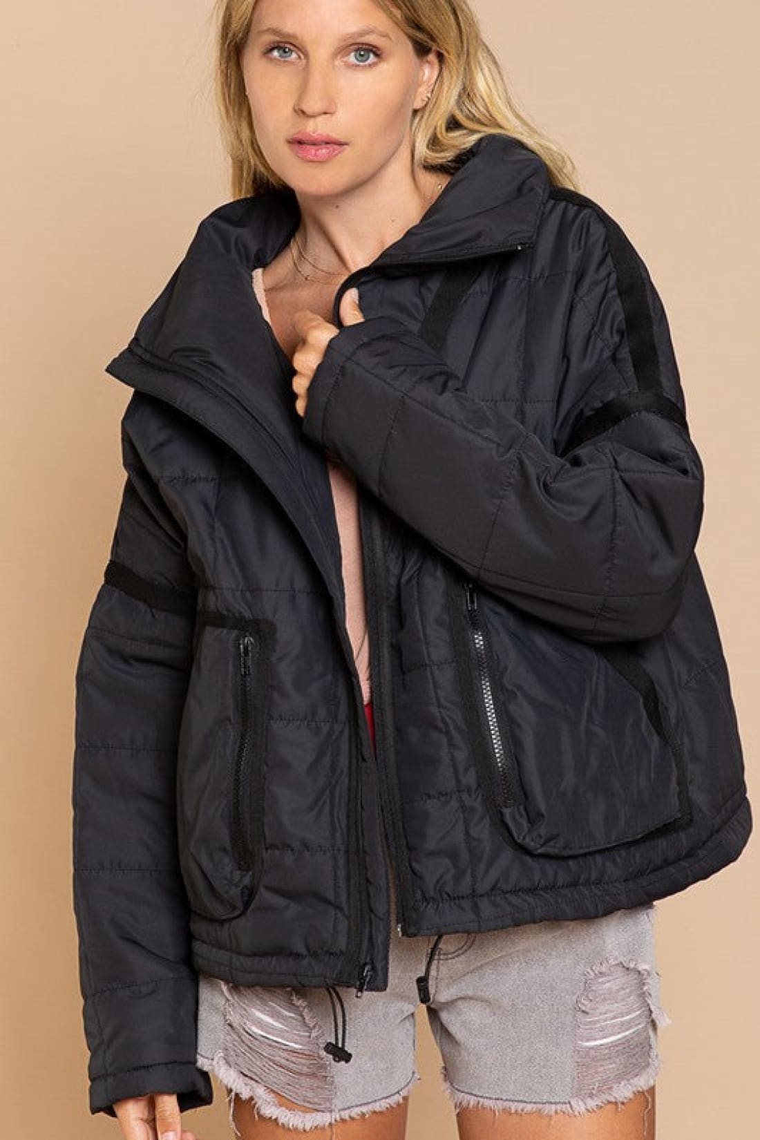 Quilted Puffer with Contrast Trim | Jackets & Coats