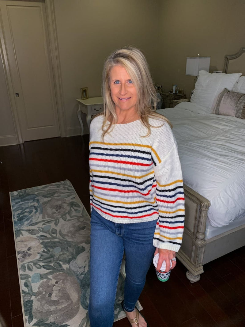 Rainbow Stripes Sweater - White | Sweaters & Cardigans