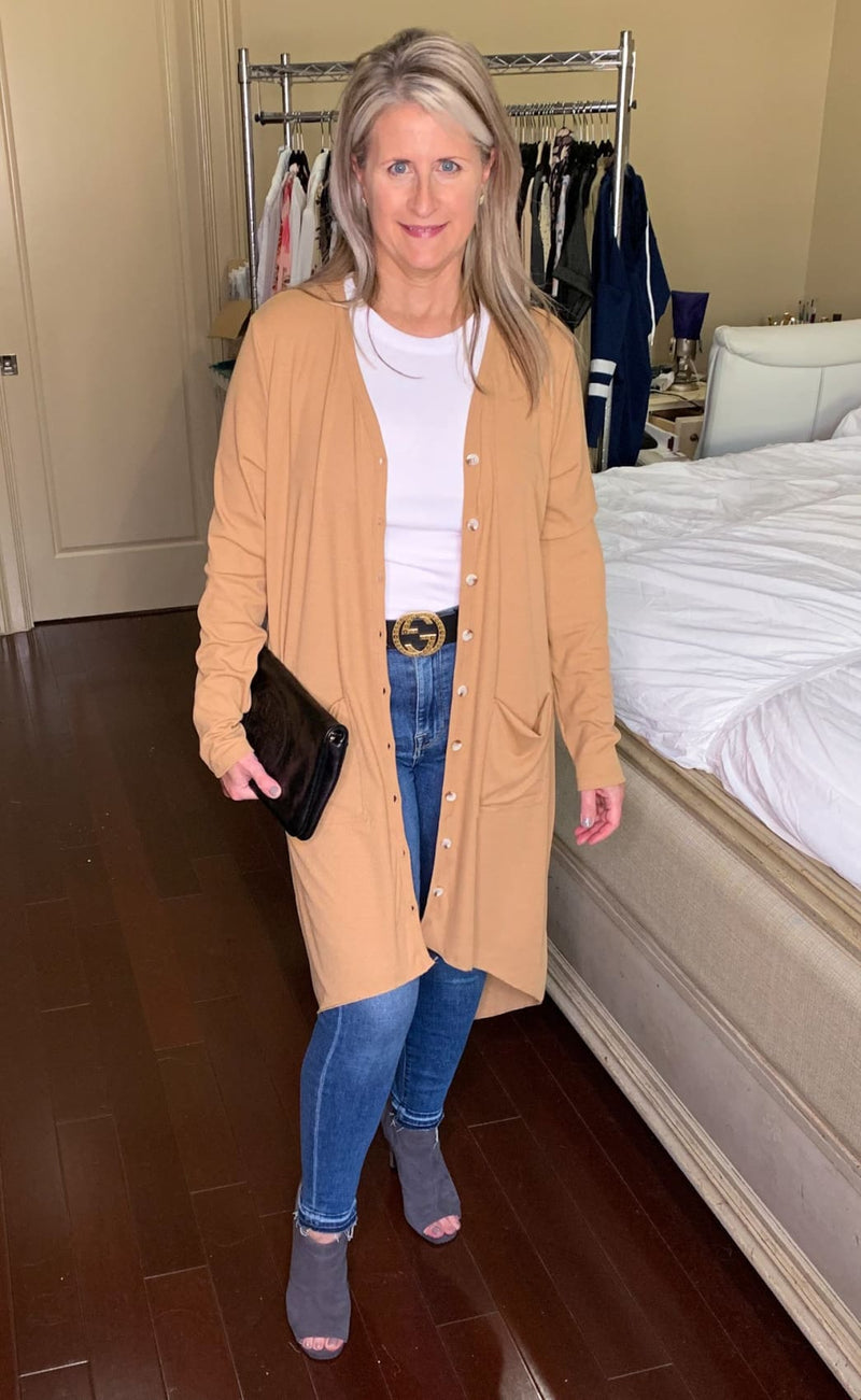 Slouchy Dramatic Button Down Pocketed High Low Cardigan
