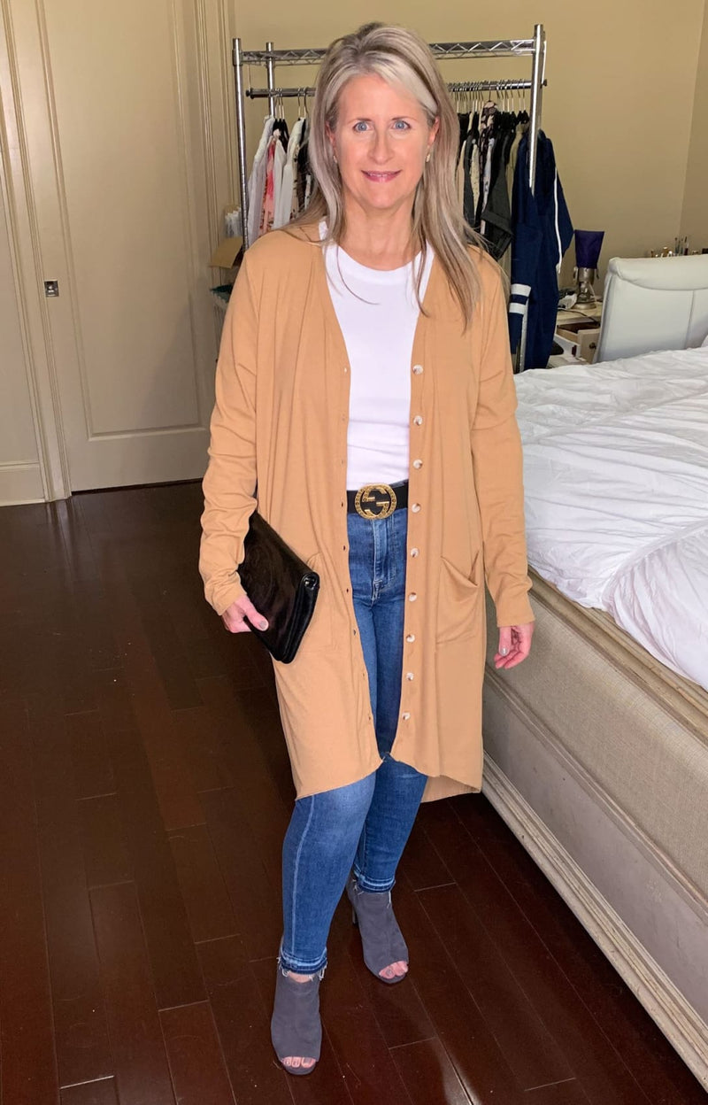 Slouchy Dramatic Button Down Pocketed High Low Cardigan