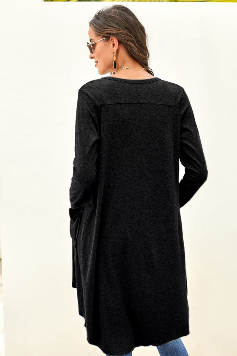 Slouchy Dramatic Button Down Pocketed High Low Cardigan