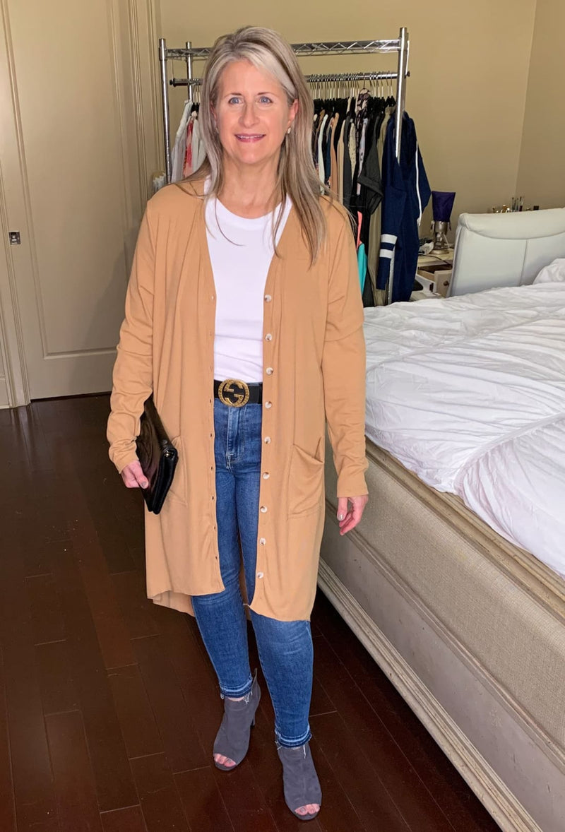 Slouchy Dramatic Button Down Pocketed High Low Cardigan
