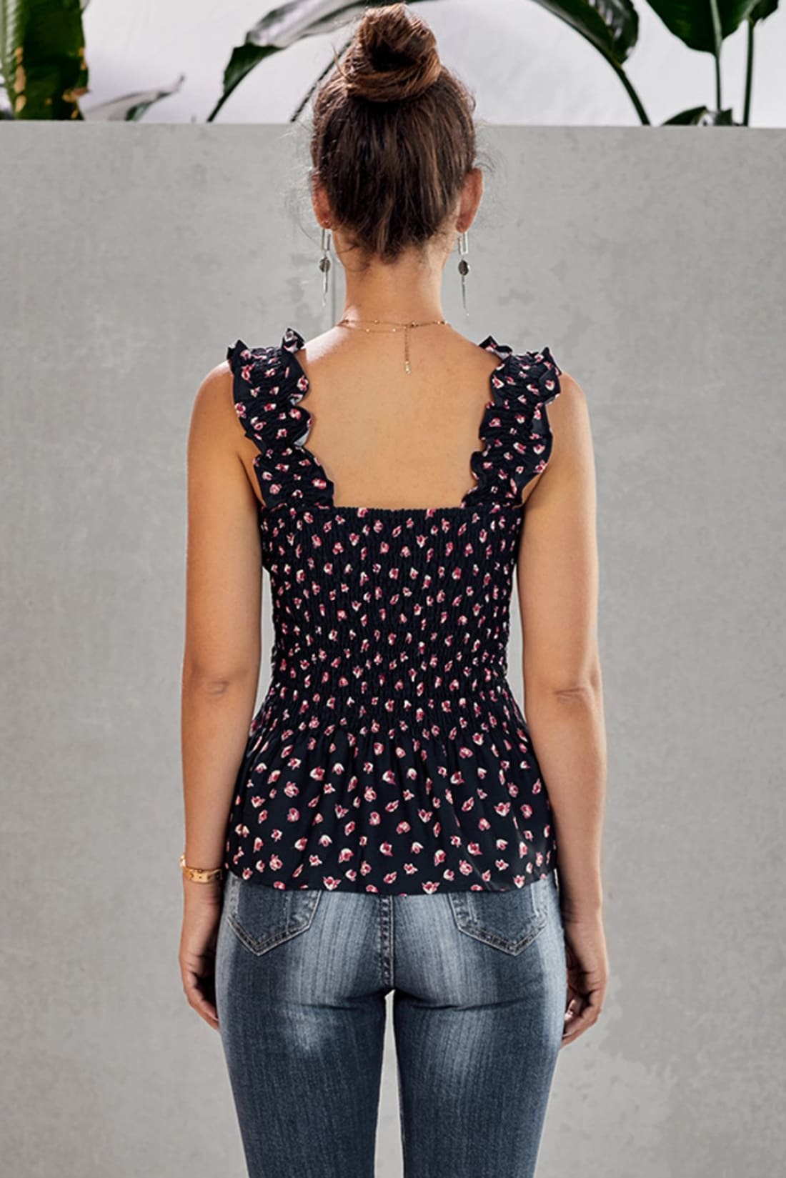 Tara Smocked Sleeveless Peplum Floral Top - Several Colors
