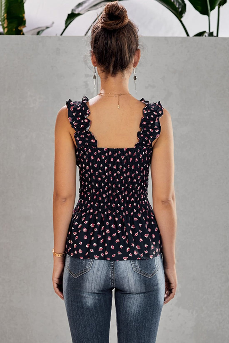 Tara Smocked Sleeveless Peplum Floral Top - Several Colors