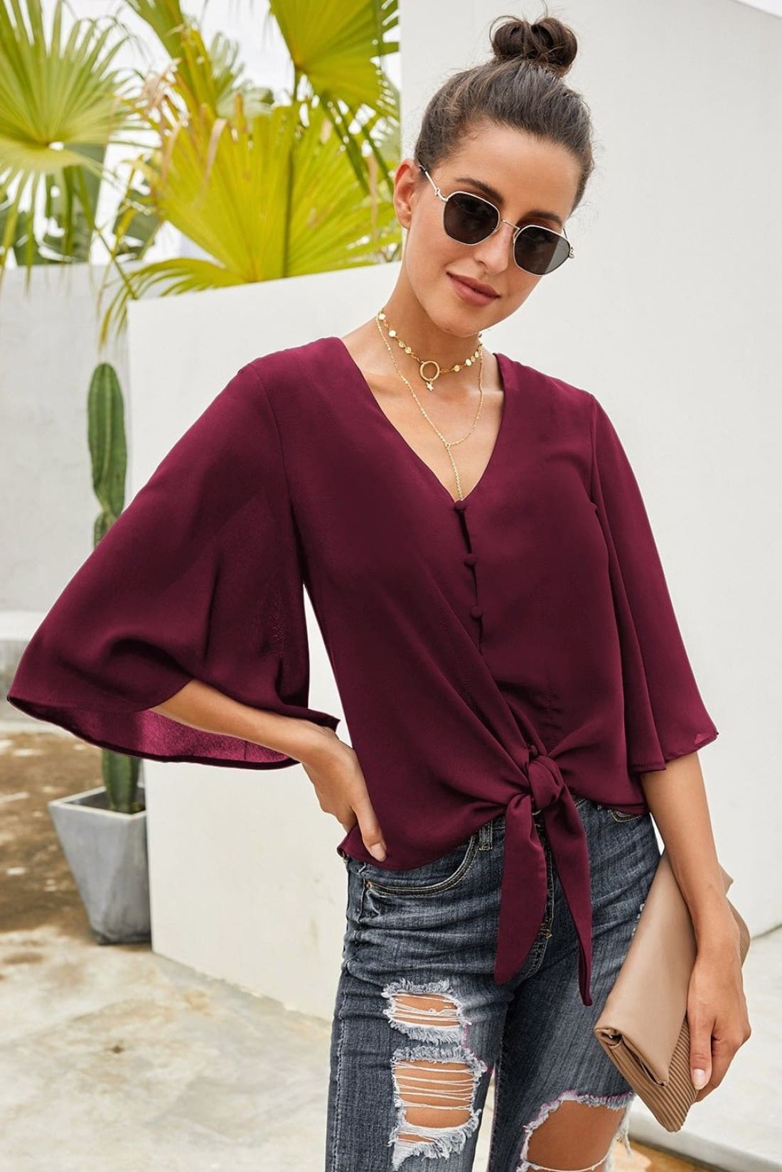 Tie-Front Kimono Top - Several Colors