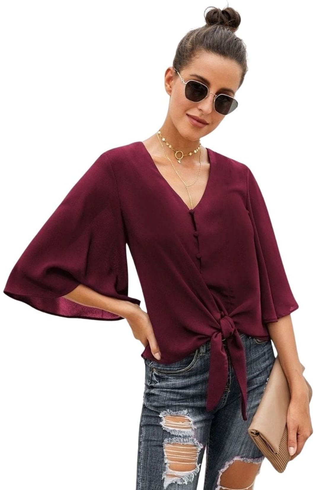 Tie-Front Kimono Top - Several Colors