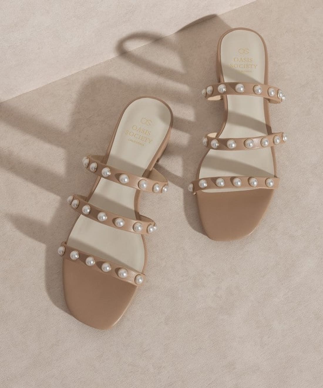 Valerie Pearl Embellished Slides | Sandals