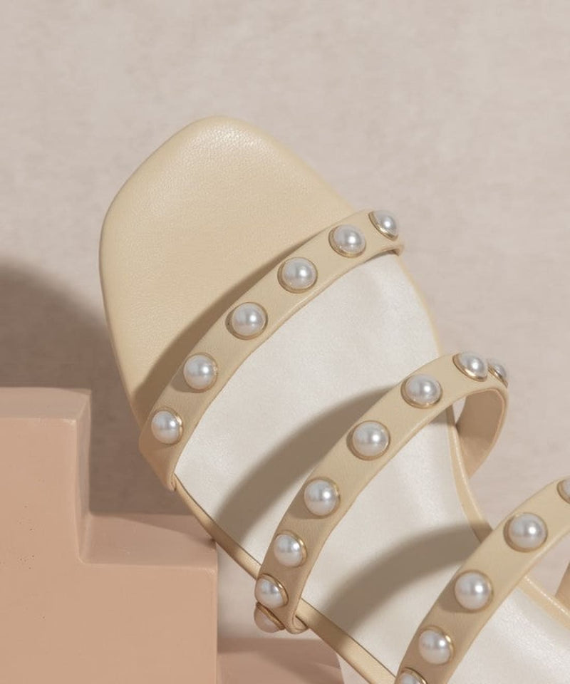 Valerie Pearl Embellished Slides | Sandals