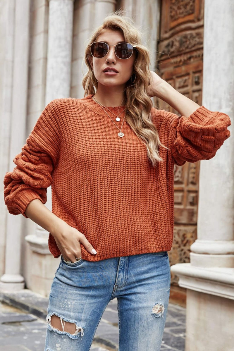 Weekend Style Rib - Knit Dropped Shoulder Sweater | Sweaters & Cardigans