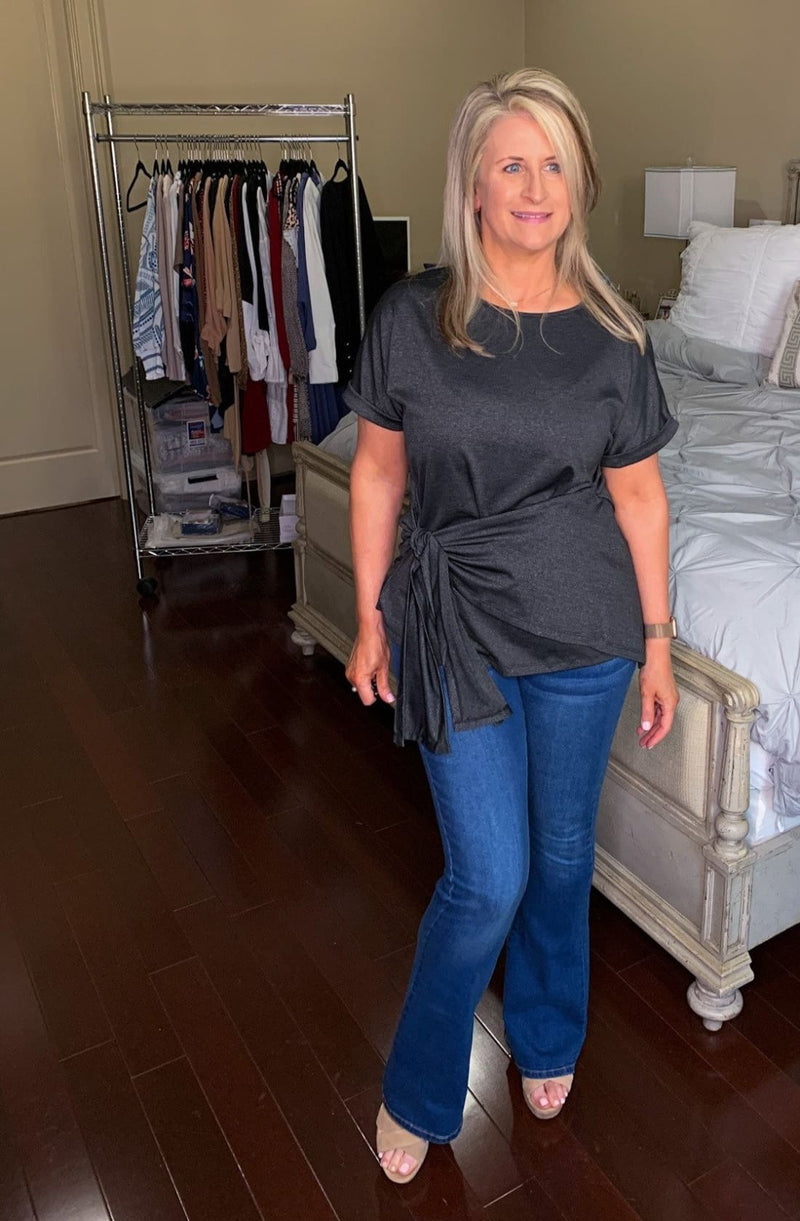 Wrap Self-Tie Waist Short Sleeve Top - Several Colors