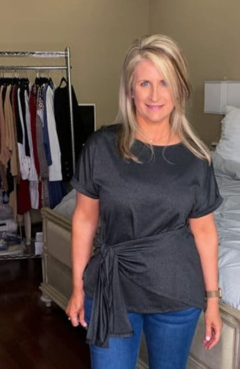 Wrap Self-Tie Waist Short Sleeve Top - Several Colors