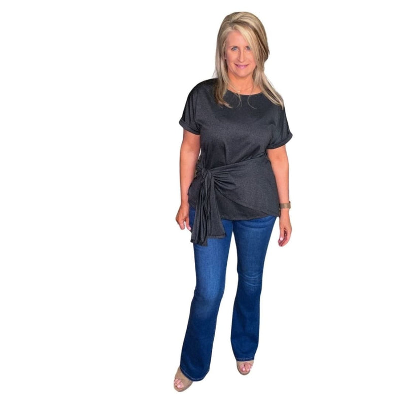 Wrap Self-Tie Waist Short Sleeve Top - Several Colors